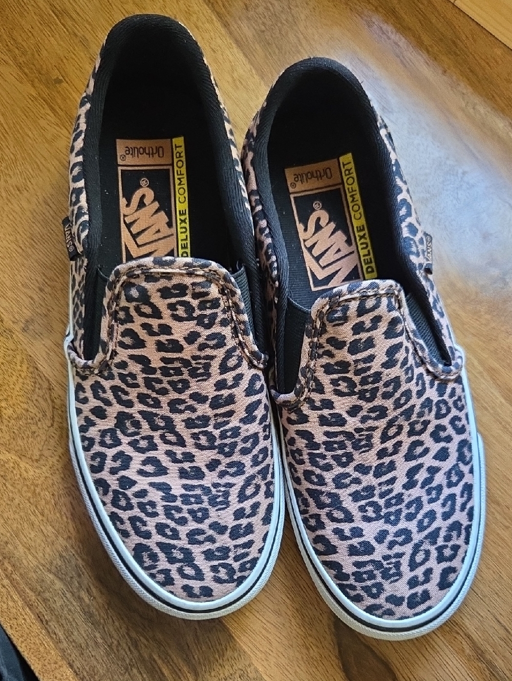 Vans Women's Slip-On Leopard Print Canvas Sneakers - Pink/Black